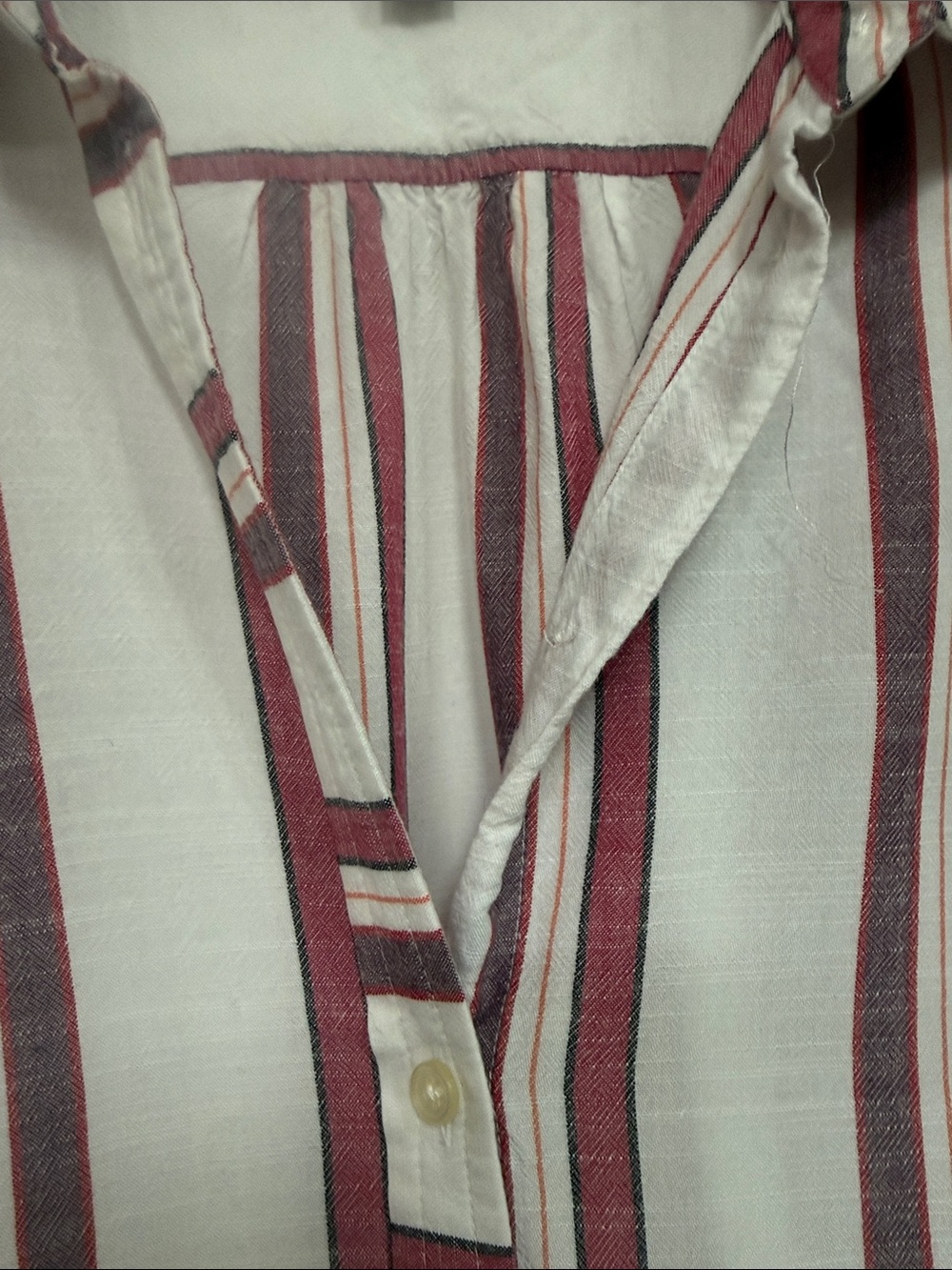 LOFT Striped Button-Down Shirt in Mauve and White - Picture 4 of 6